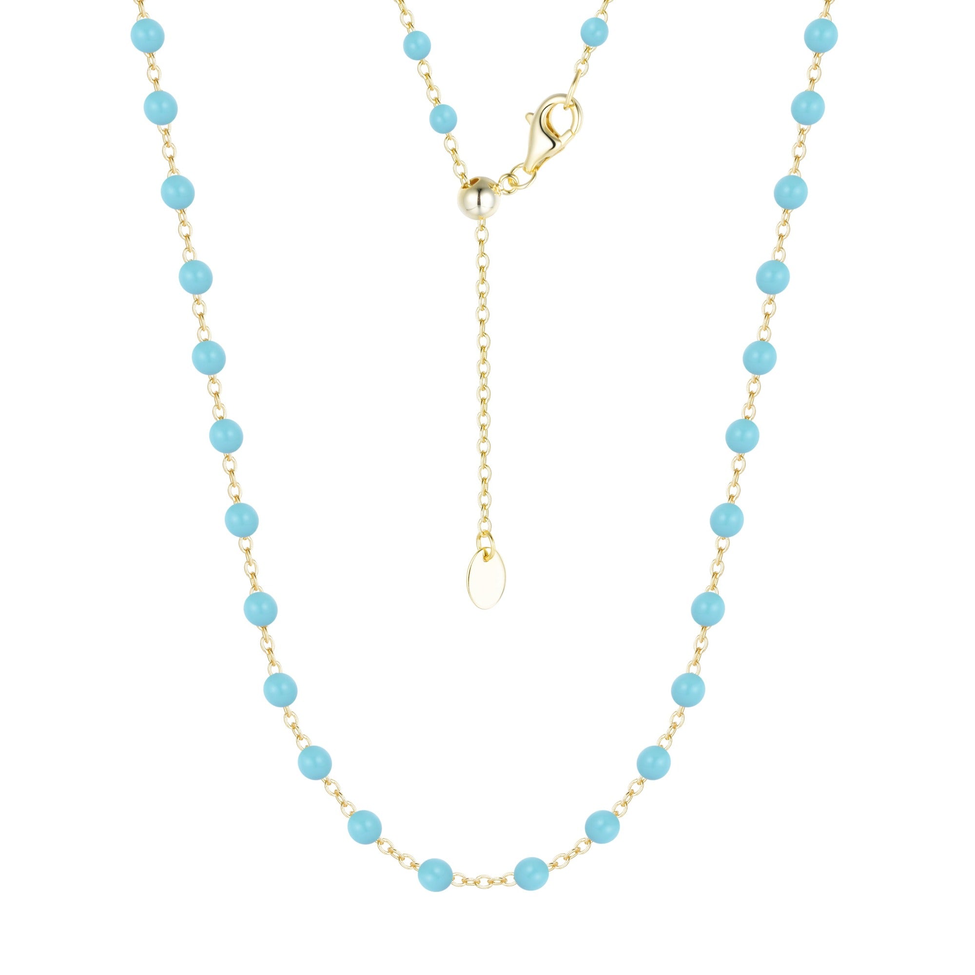 enamel beaded chain necklace large kamaria turquoise