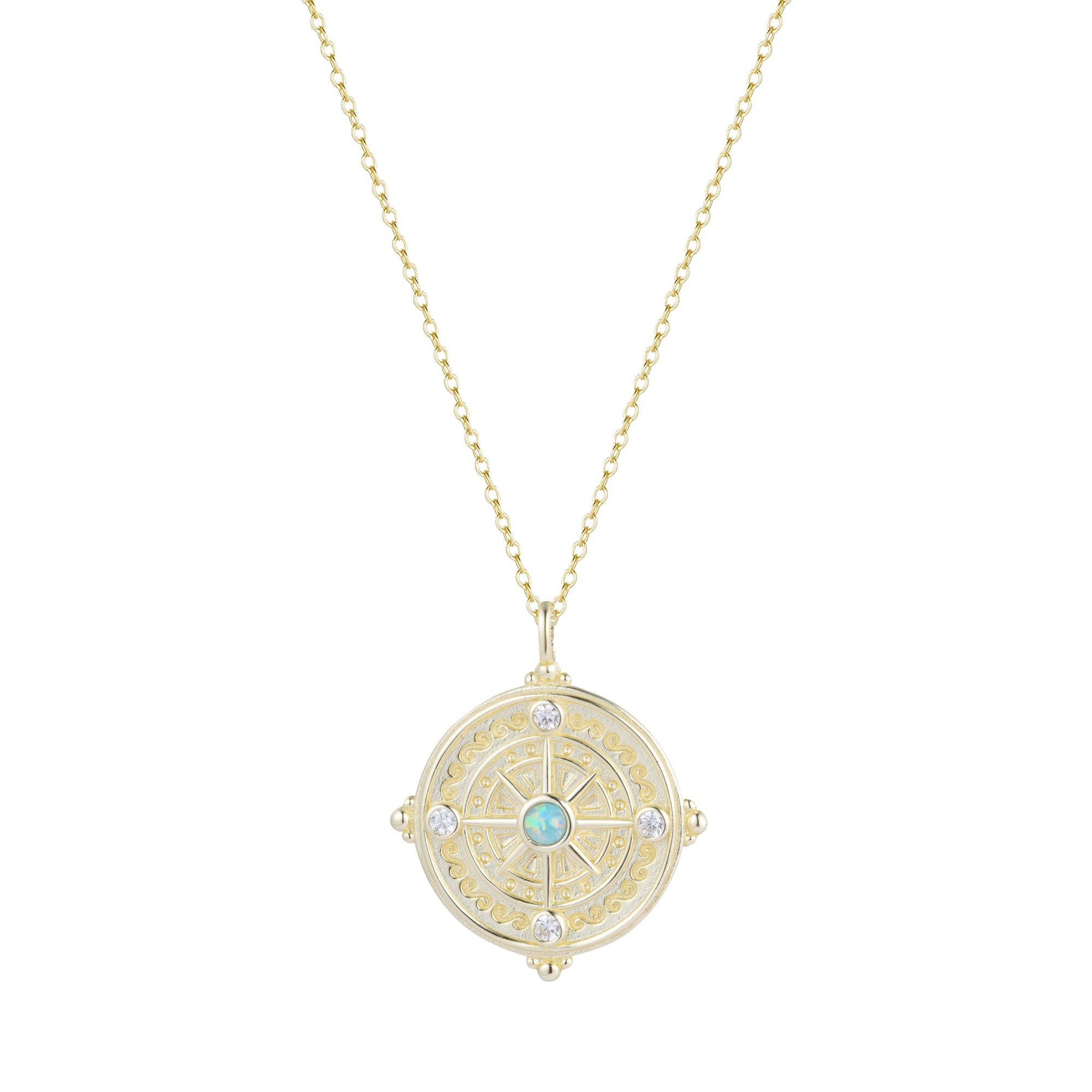 opal compass necklace medallion