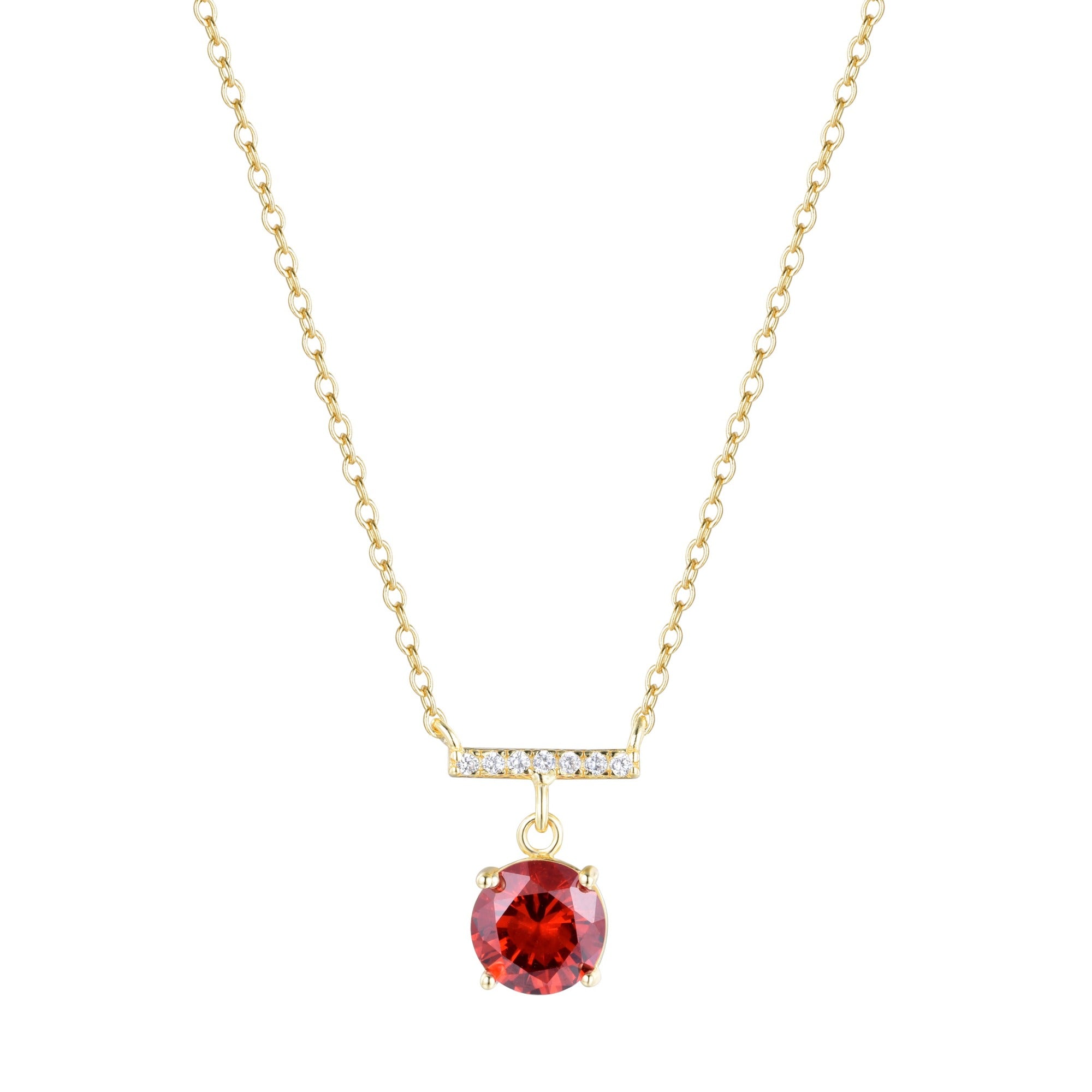 birthstone solitaire crystal bar necklace - january garnet