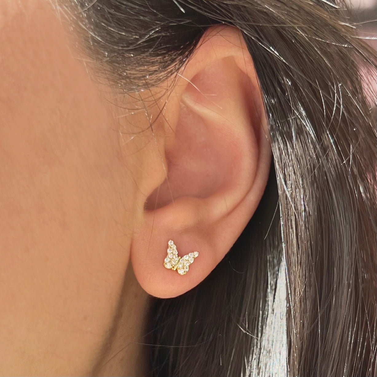 Butterfly Stud Earrings with Crystals
