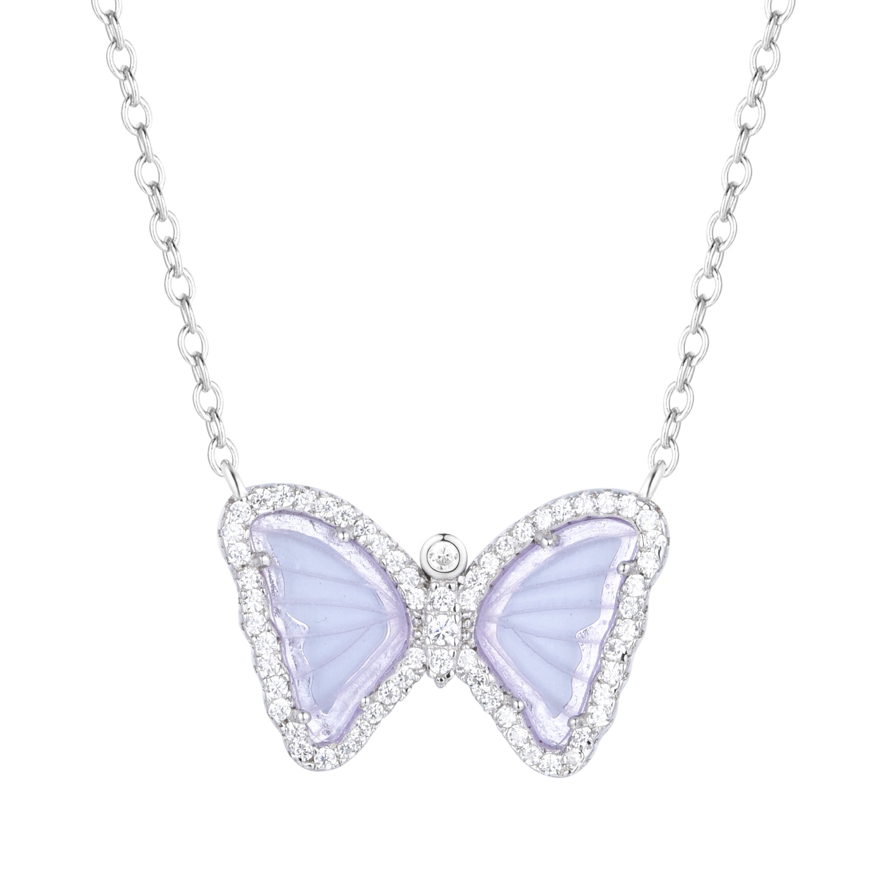mini butterfly necklace in light lavender gold