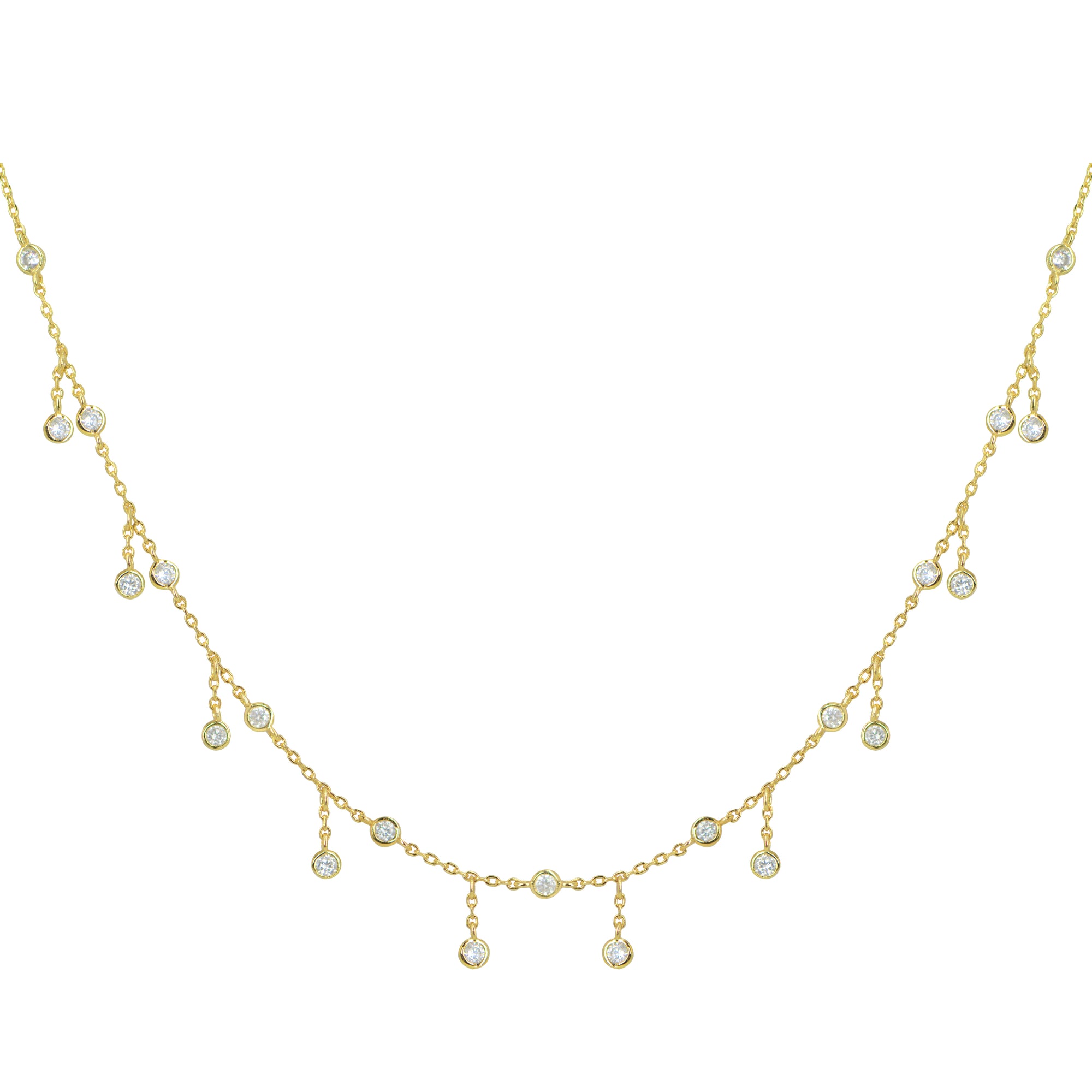 Rain Drop Choker Necklace With Crystals Gold
