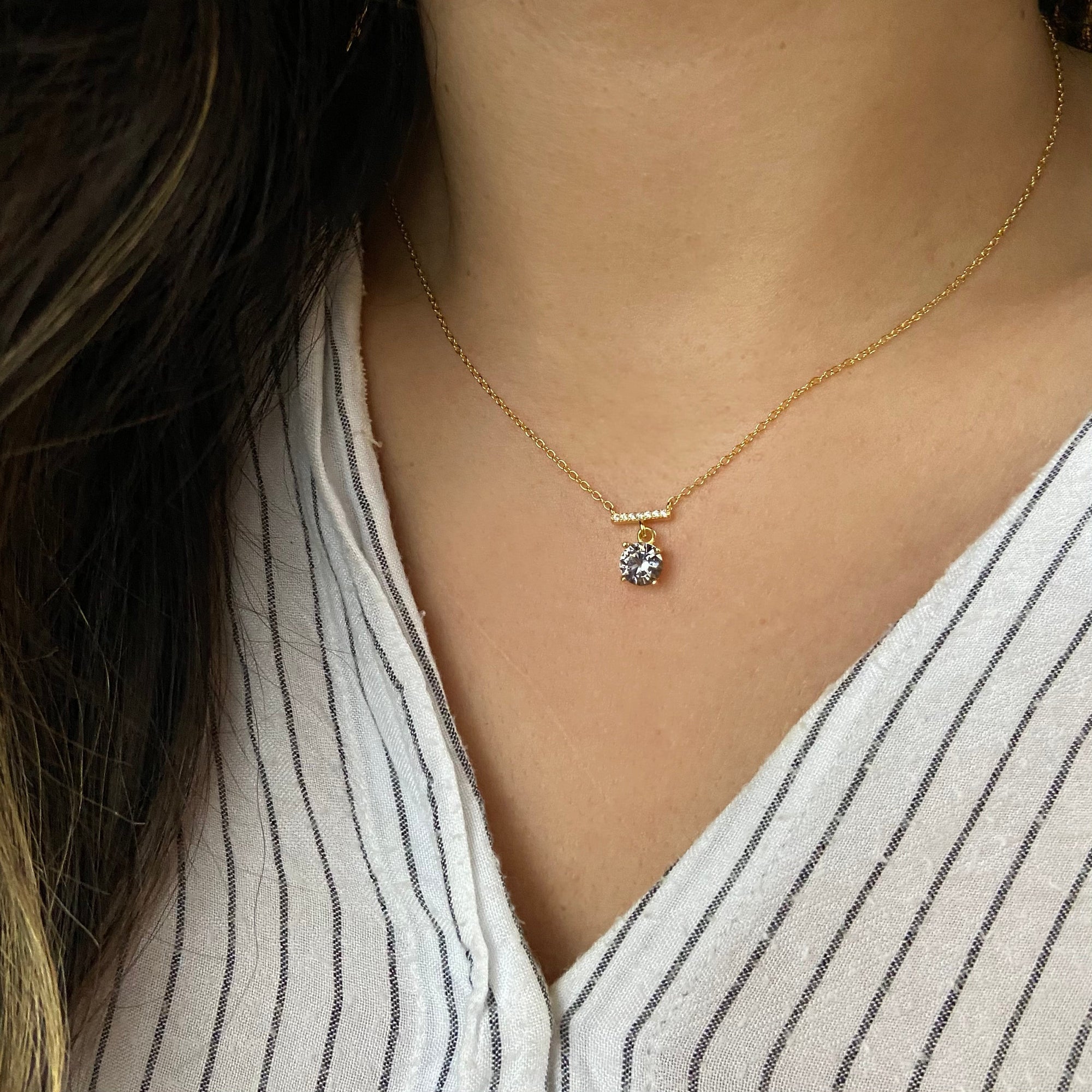 birthstone solitaire crystal bar necklace - january garnet