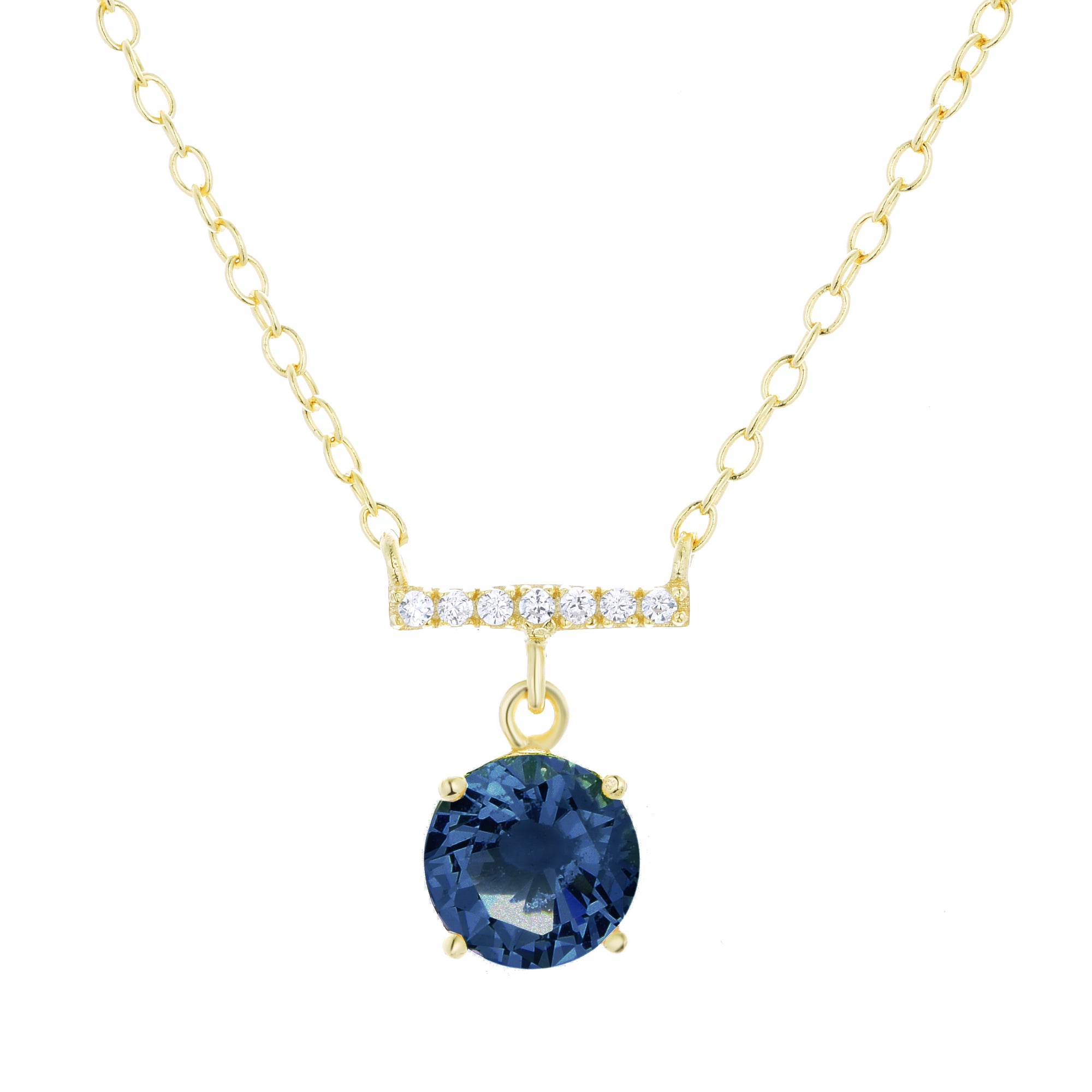 solitaire crystal bar necklace in london blue topaz
