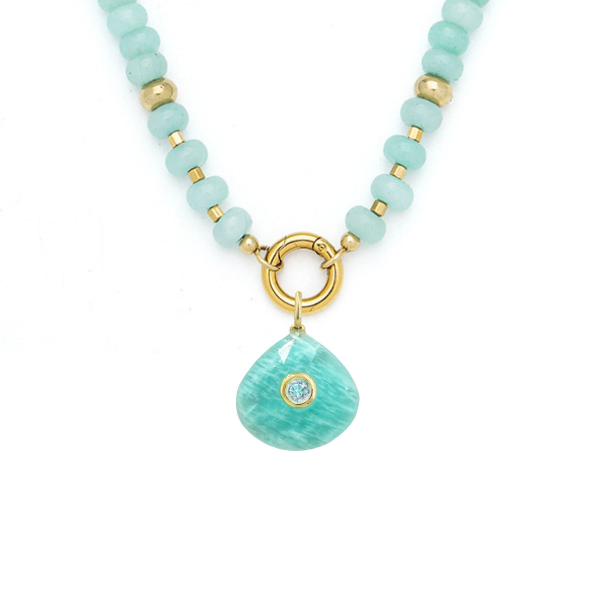 Amazonite Pendant and Raya Gemstone Necklace an Amazonite
