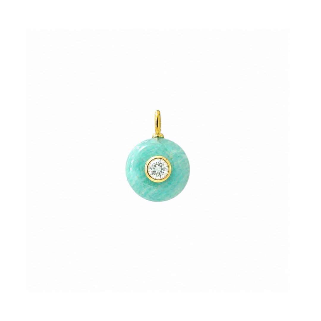 Amazonite Gemstone Pendant With Topaz Mini Coin