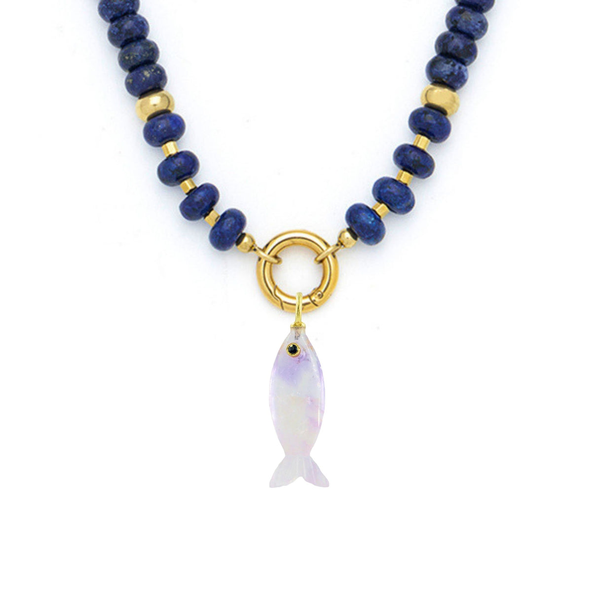 Amethyst Pendant and Raya Gemstone Necklace Fish Lapis