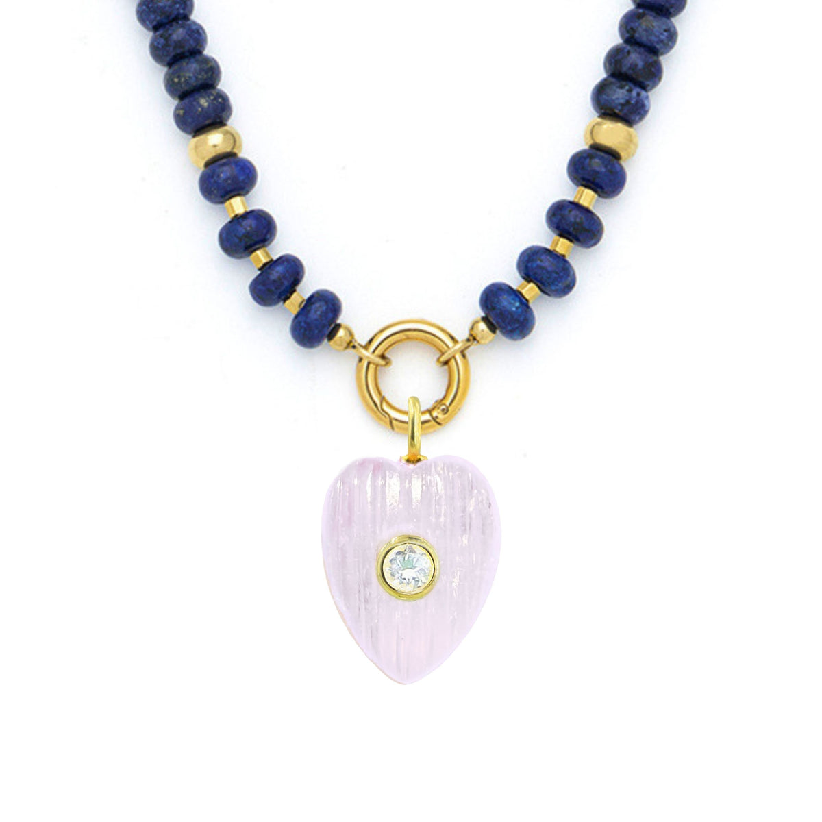 Amethyst Pendant and Raya Gemstone Necklace Heart Lapis