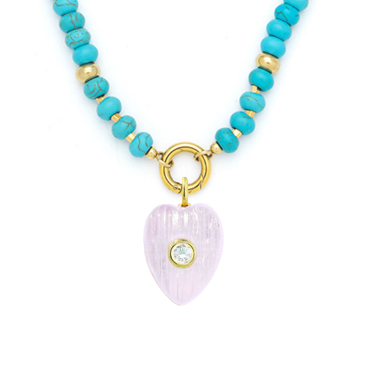 Amethyst Pendant and Raya Gemstone Necklace Heart Turquoise