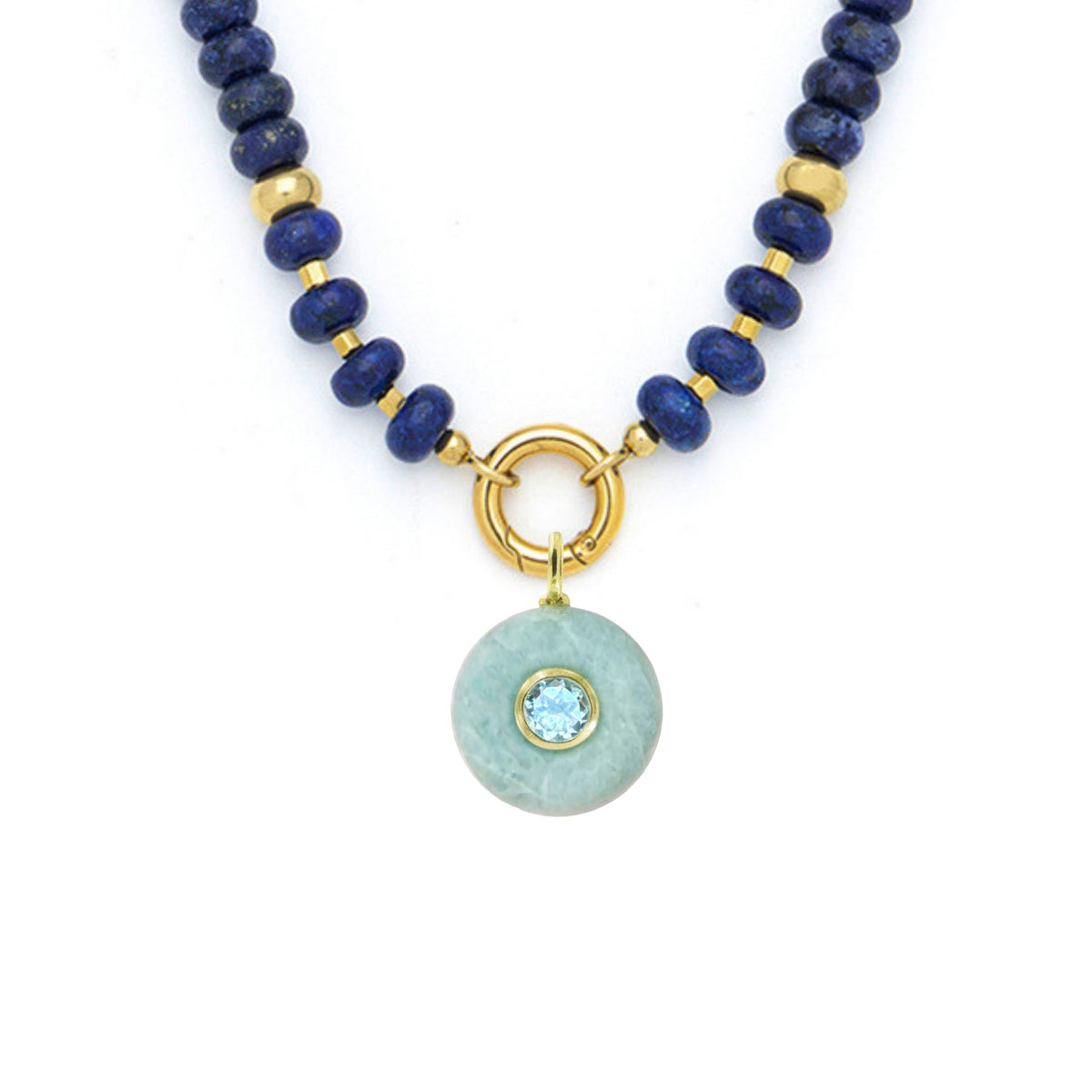 Aquamarine Pendant and Raya Gemstone Necklace