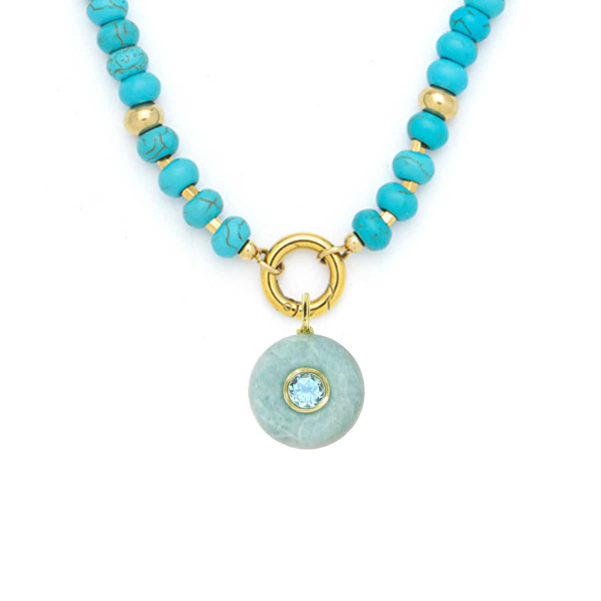 Aquamarine Pendant and Raya Gemstone Necklace