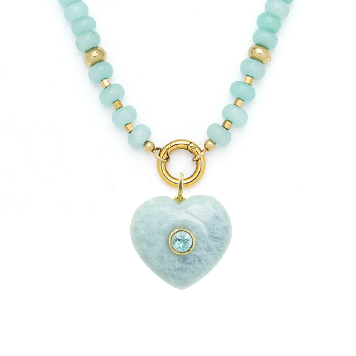 Aquamarine Pendant and Raya Gemstone Necklace