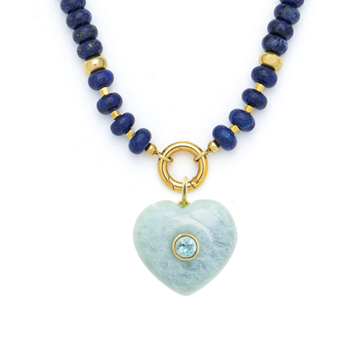 Aquamarine Pendant and Raya Gemstone Necklace