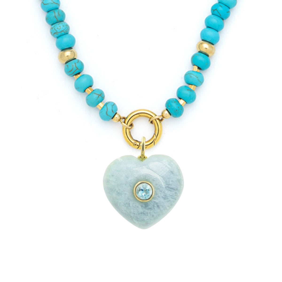 Aquamarine Pendant and Raya Gemstone Necklace