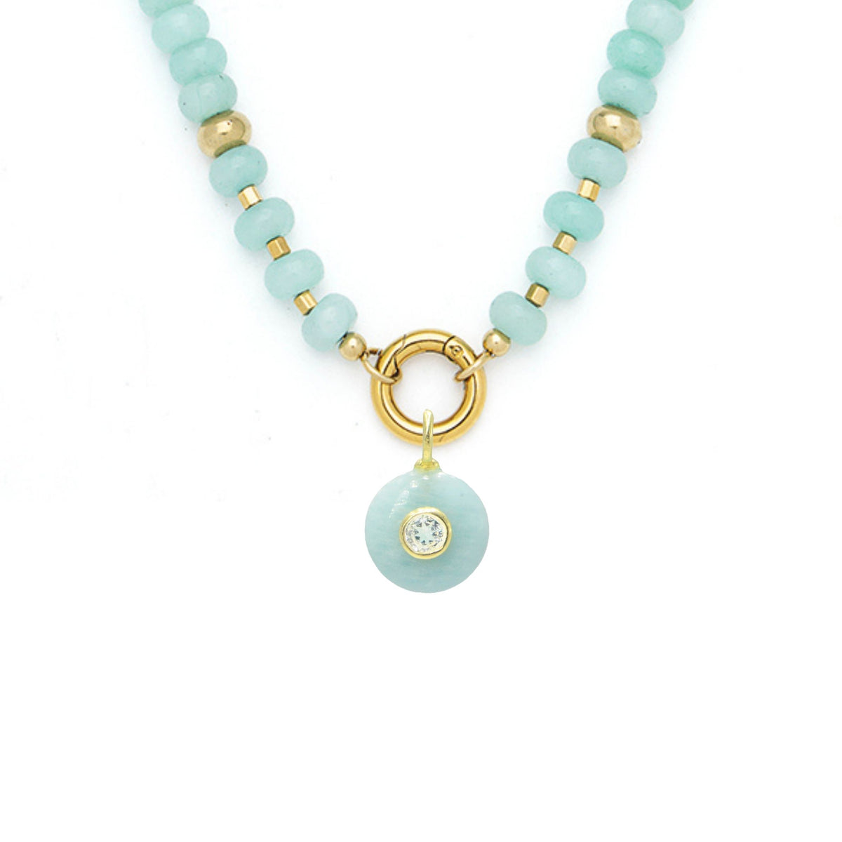 Aquamarine Pendant and Raya Gemstone Necklace