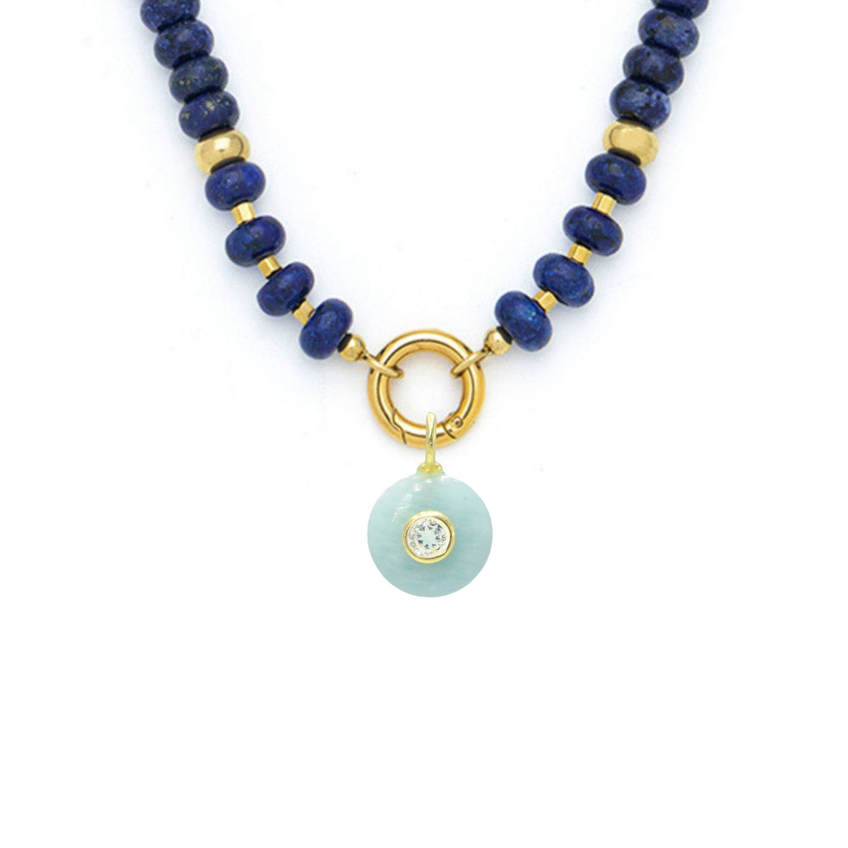 Aquamarine Pendant and Raya Gemstone Necklace