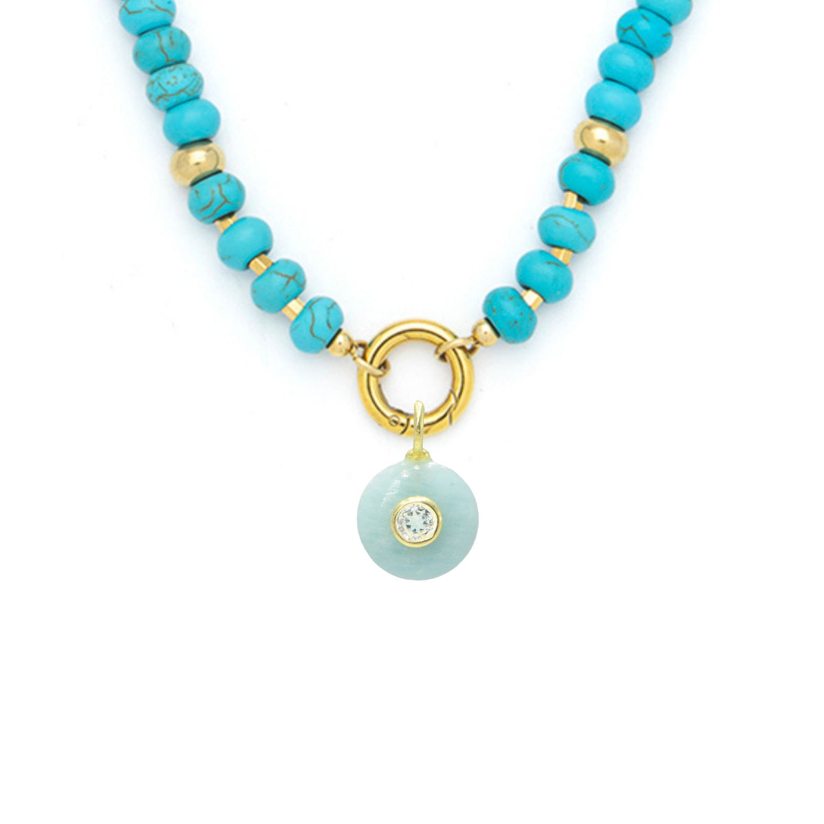 Aquamarine Pendant and Raya Gemstone Necklace