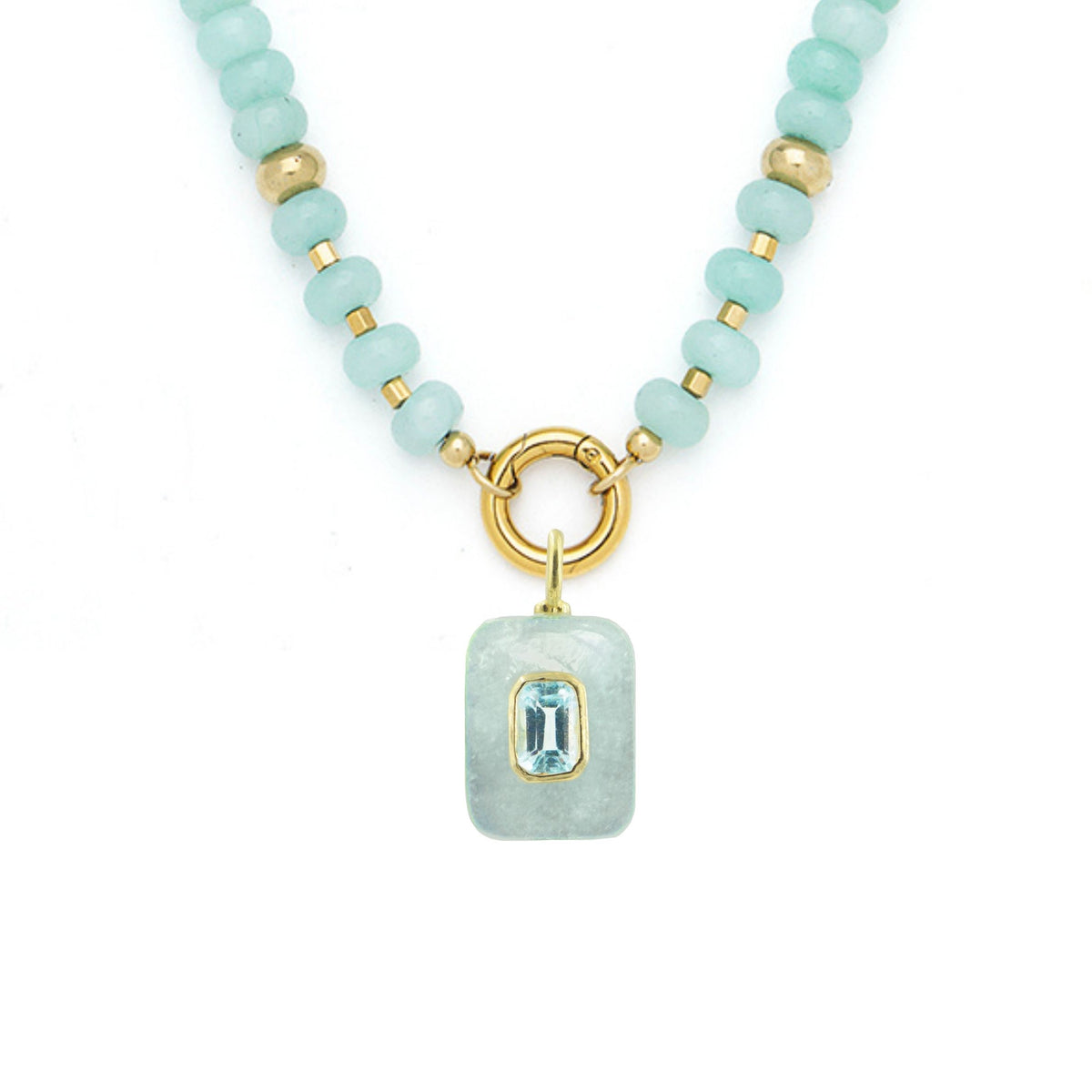 Aquamarine Pendant and Raya Gemstone Necklace