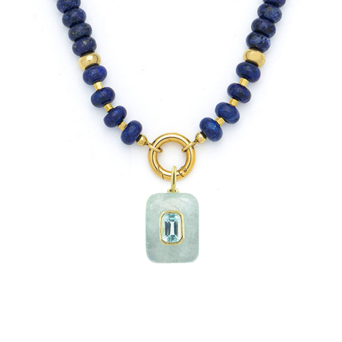 Aquamarine Pendant and Raya Gemstone Necklace