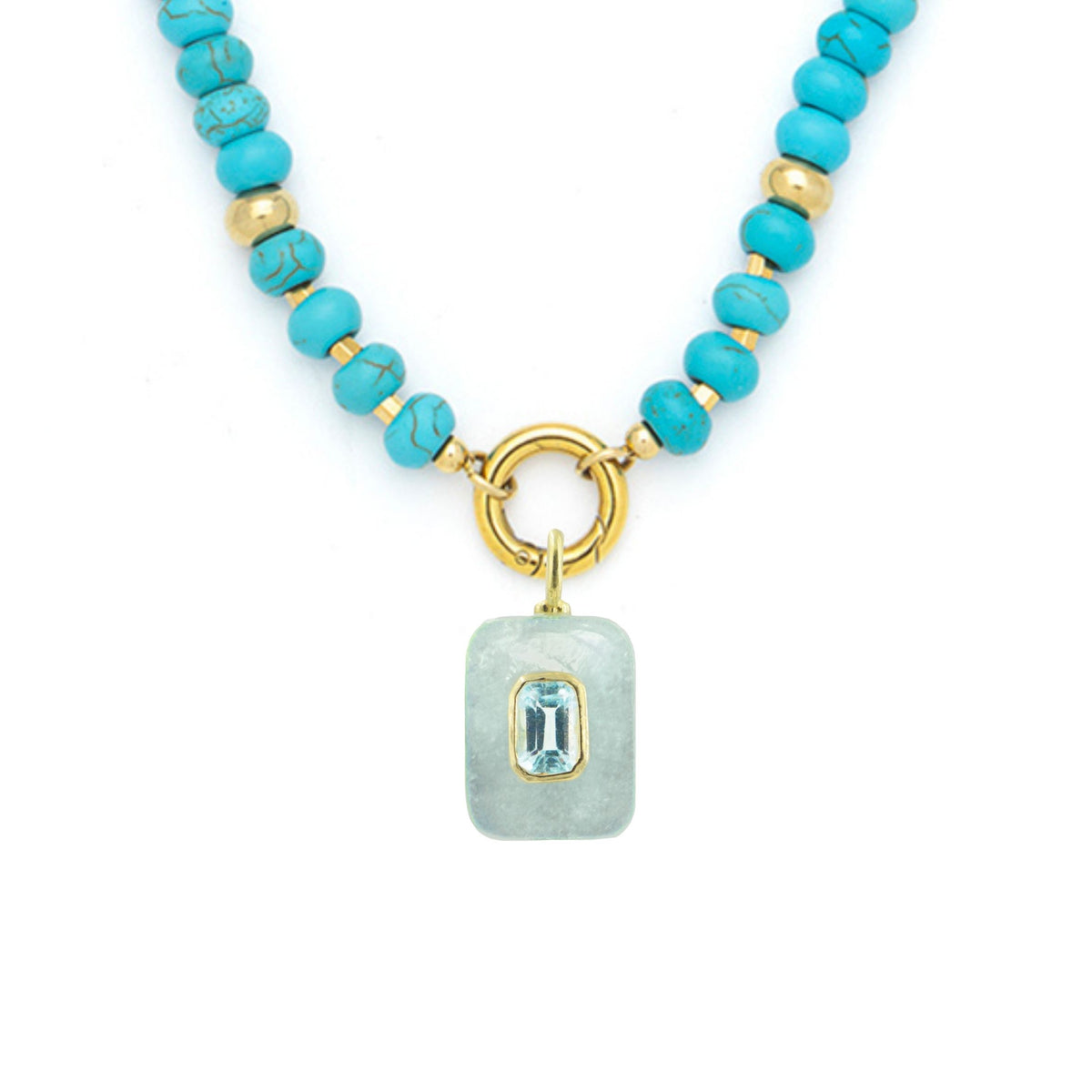 Aquamarine Pendant and Raya Gemstone Necklace
