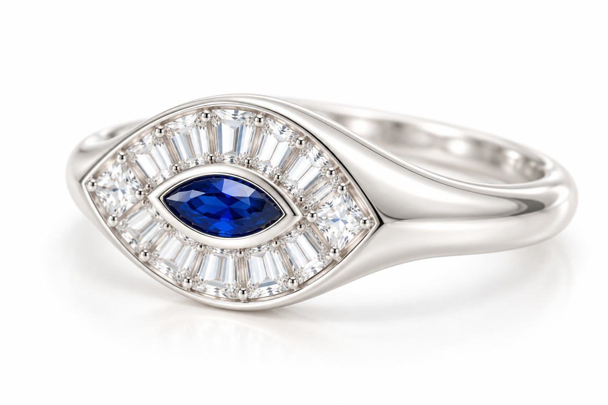 Baguette Marquise Evil Eye Ring