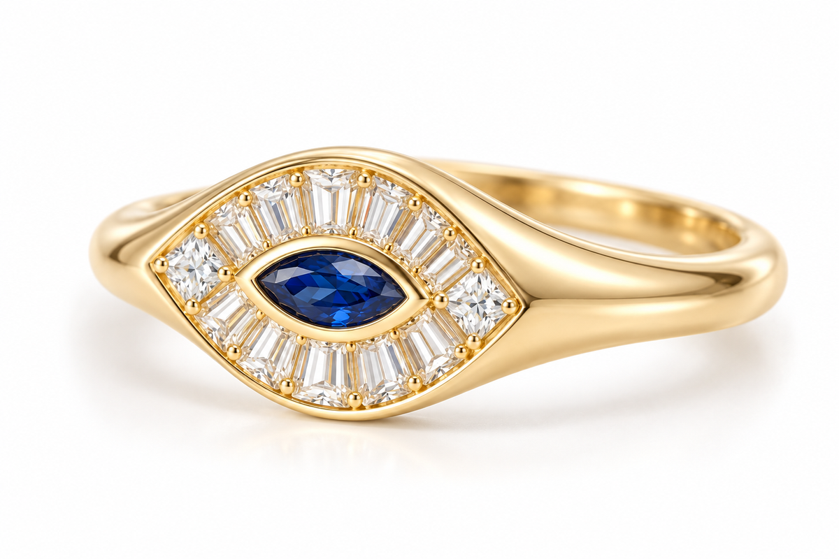 Baguette Marquise Evil Eye Ring