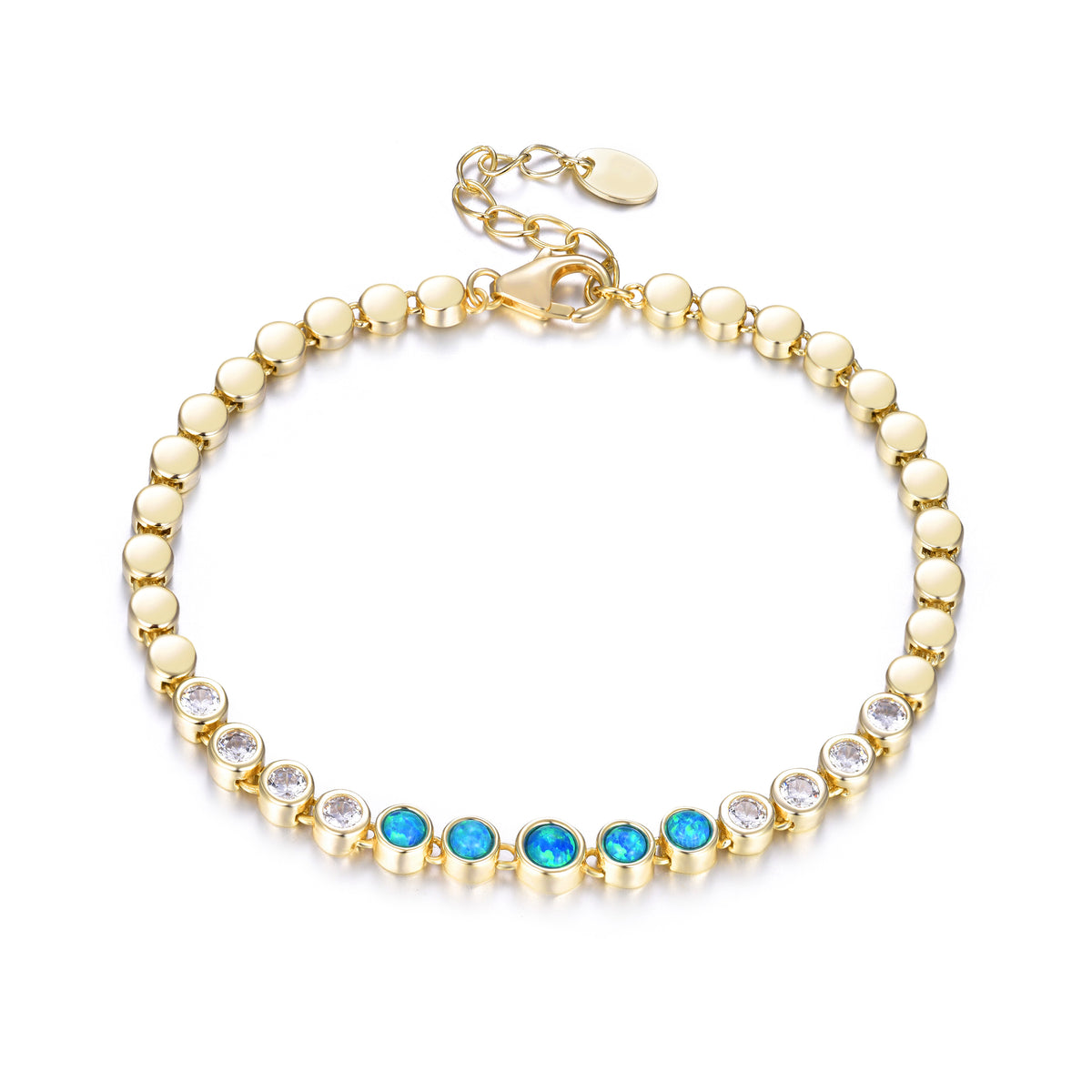 Bezel Opal Gradiant and CZ Bracelet