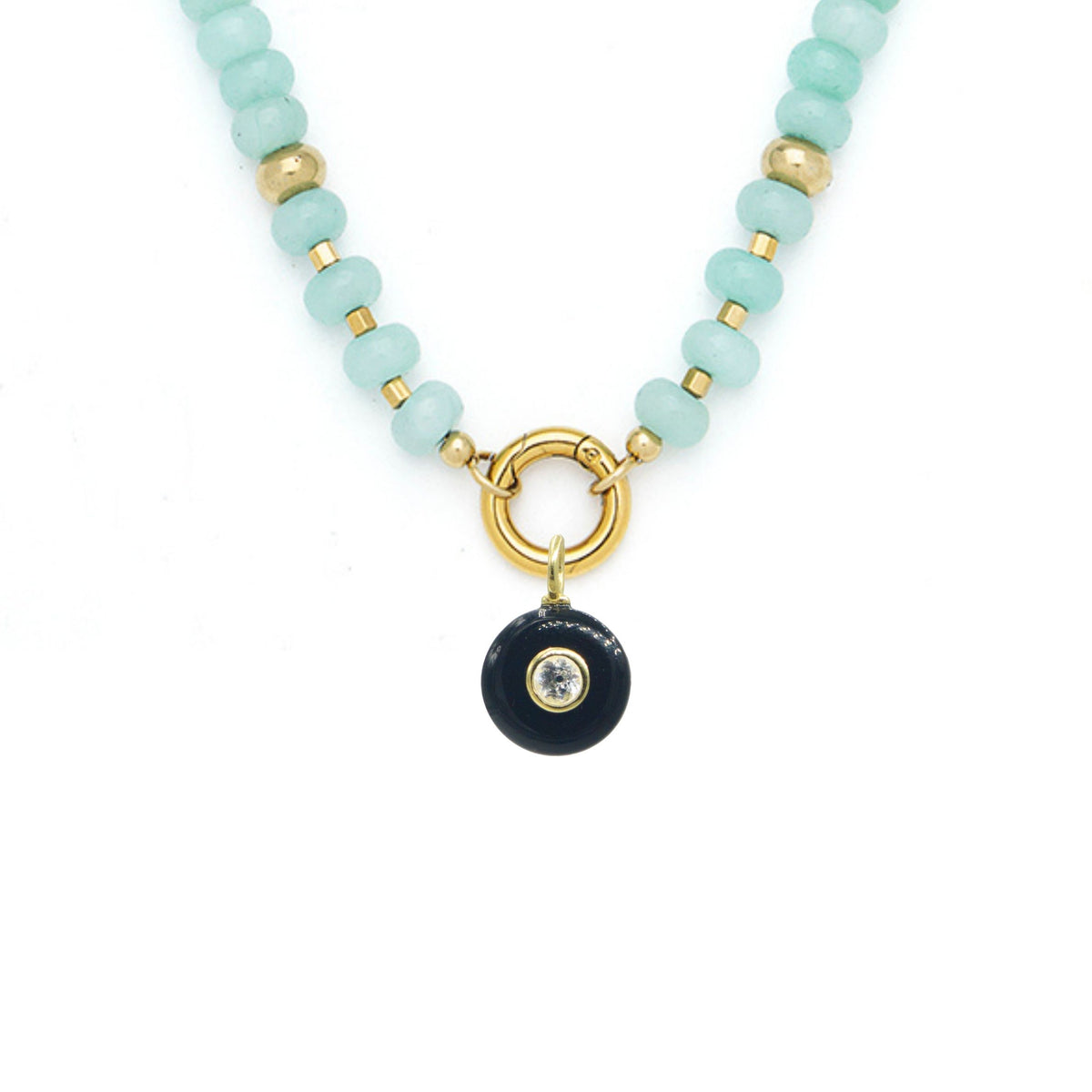 Black Onyx Pendant and Raya Gemstone Necklace