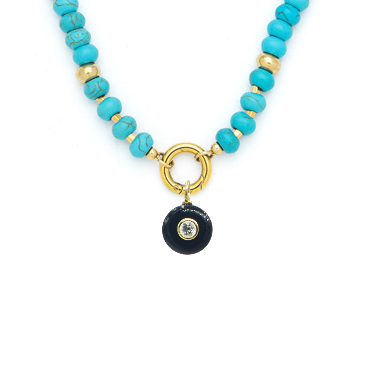 Black Onyx Pendant and Raya Gemstone Necklace