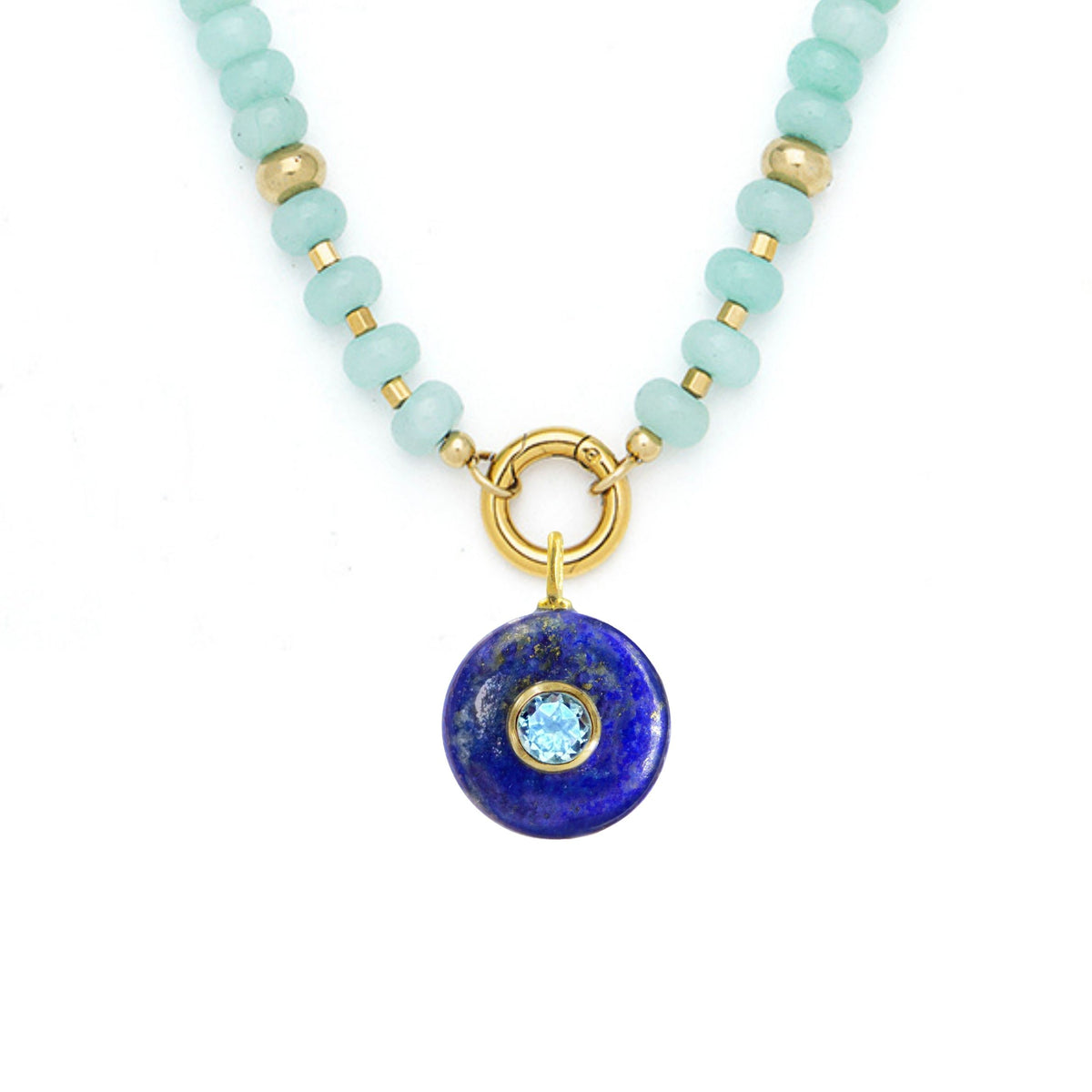 Blue Lapis Pendant and Raya Gemstone Necklace