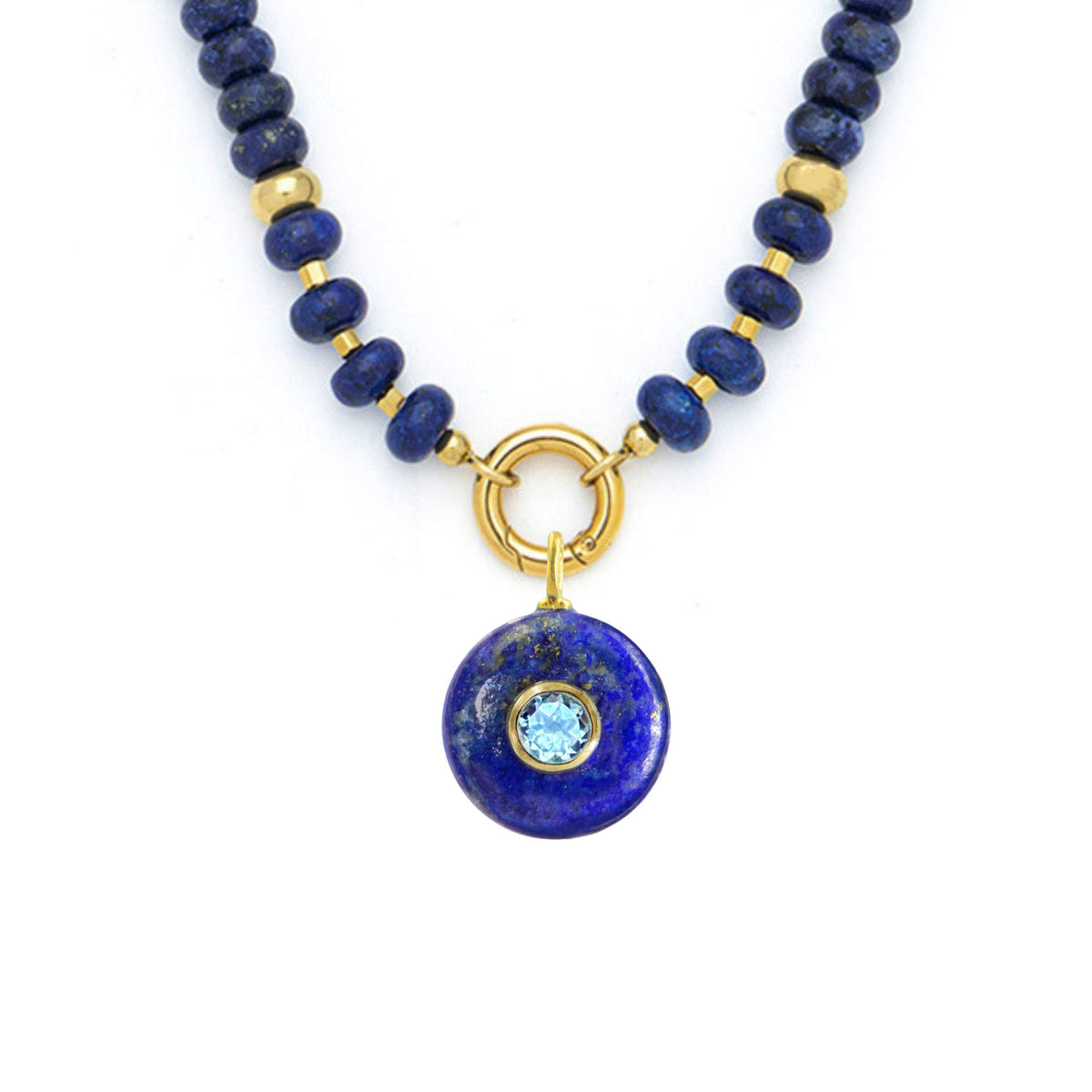 Blue Lapis Pendant and Raya Gemstone Necklace
