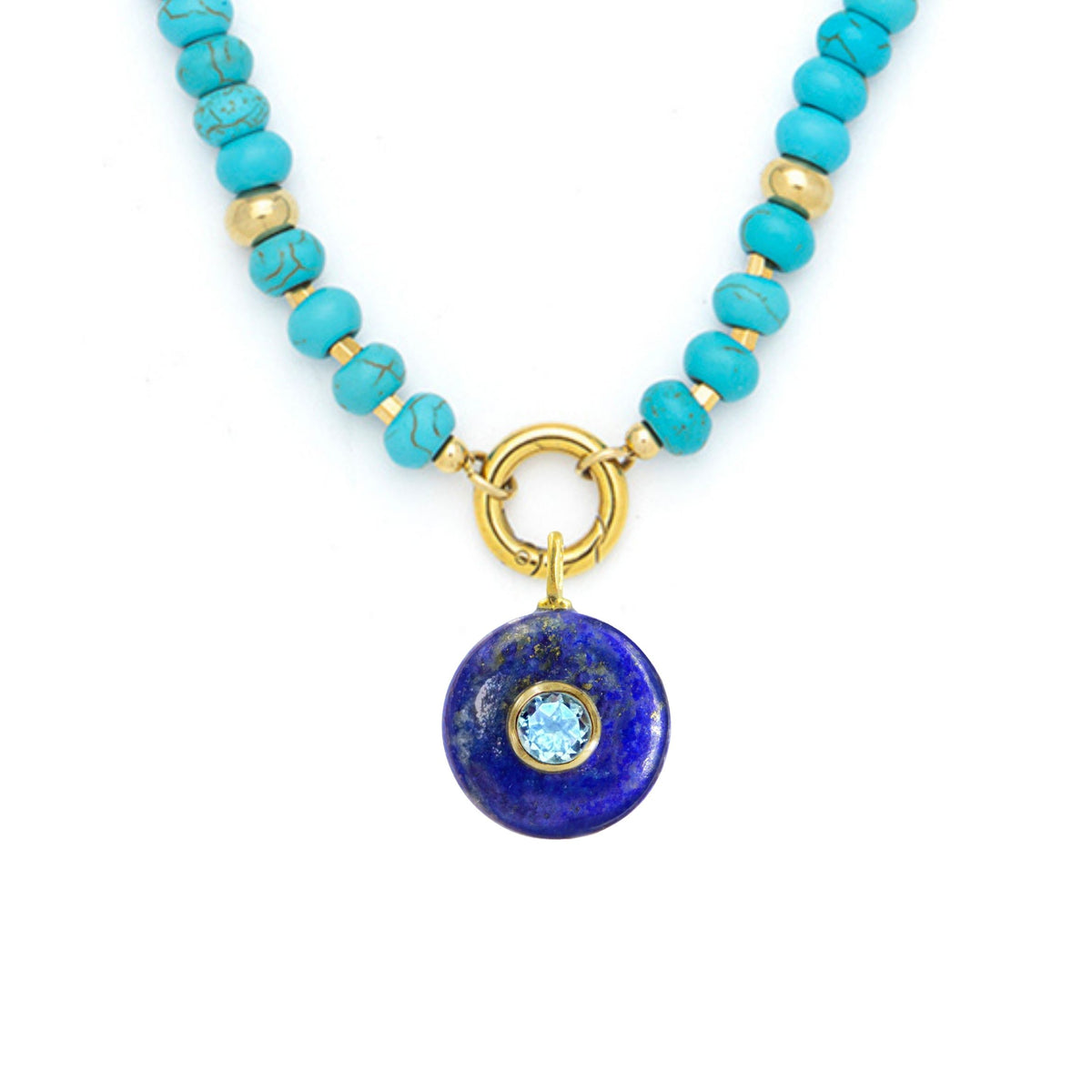Blue Lapis Pendant and Raya Gemstone Necklace