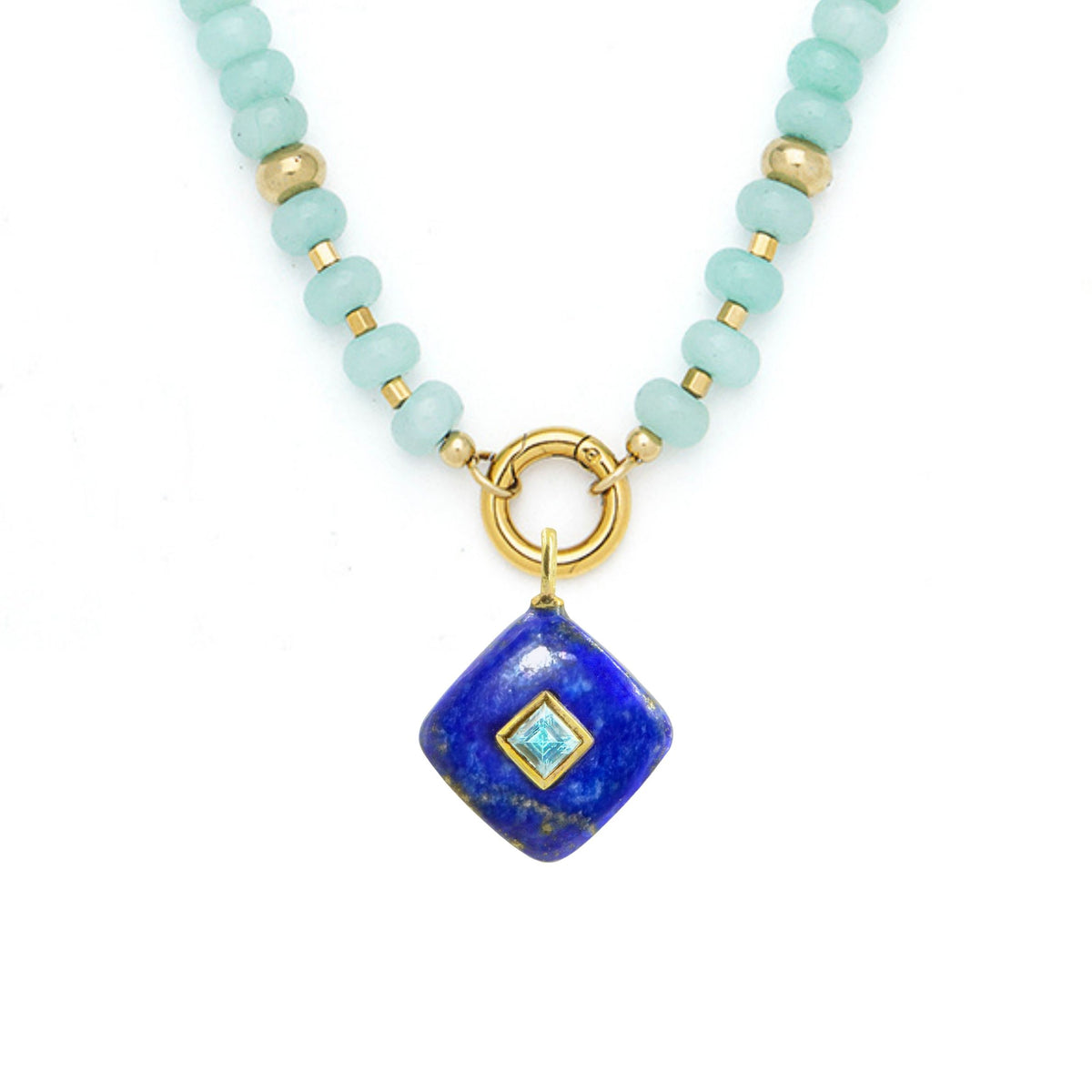 Blue Lapis Pendant and Raya Gemstone Necklace