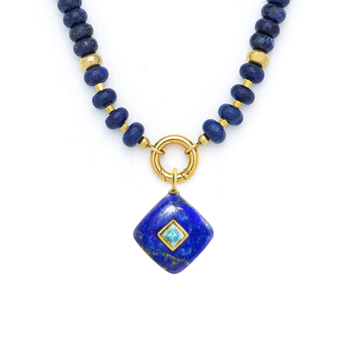 Blue Lapis Pendant and Raya Gemstone Necklace