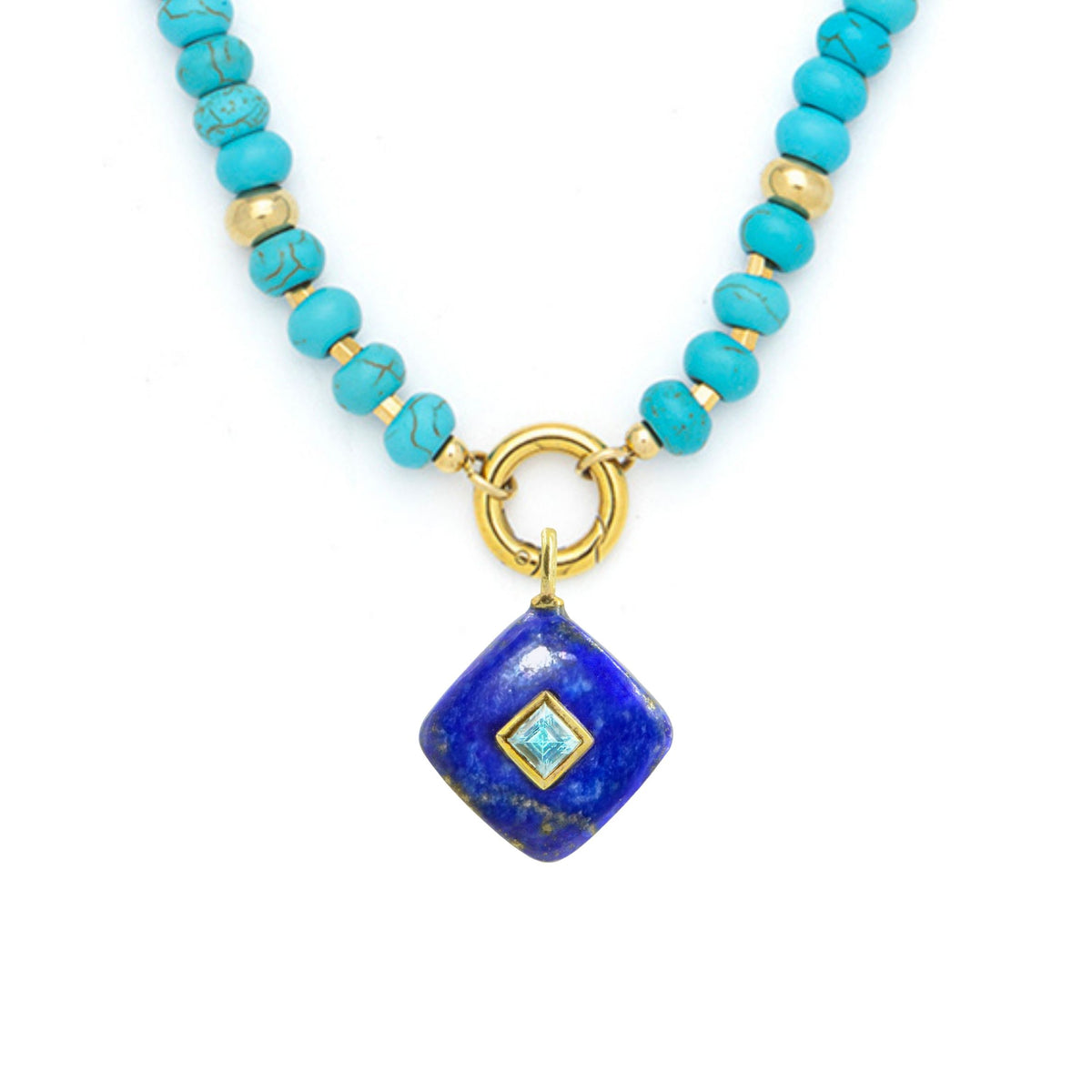 Blue Lapis Pendant and Raya Gemstone Necklace