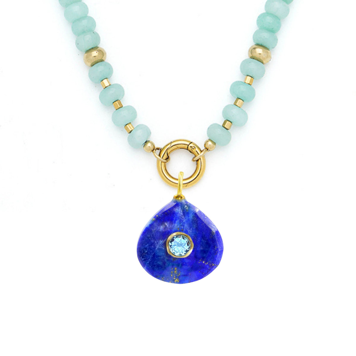 Blue Lapis Pendant and Raya Gemstone Necklace
