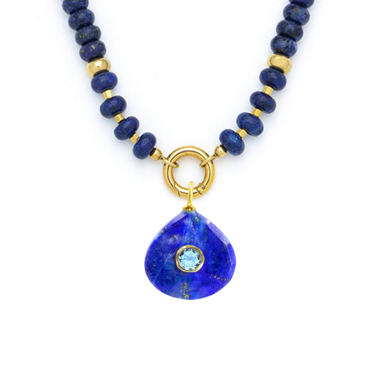 Blue Lapis Pendant and Raya Gemstone Necklace