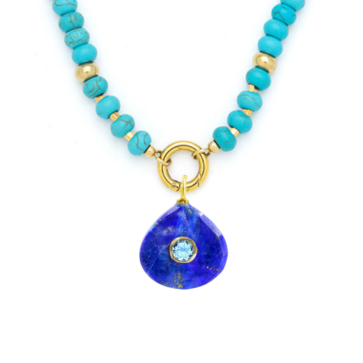 Blue Lapis Pendant and Raya Gemstone Necklace