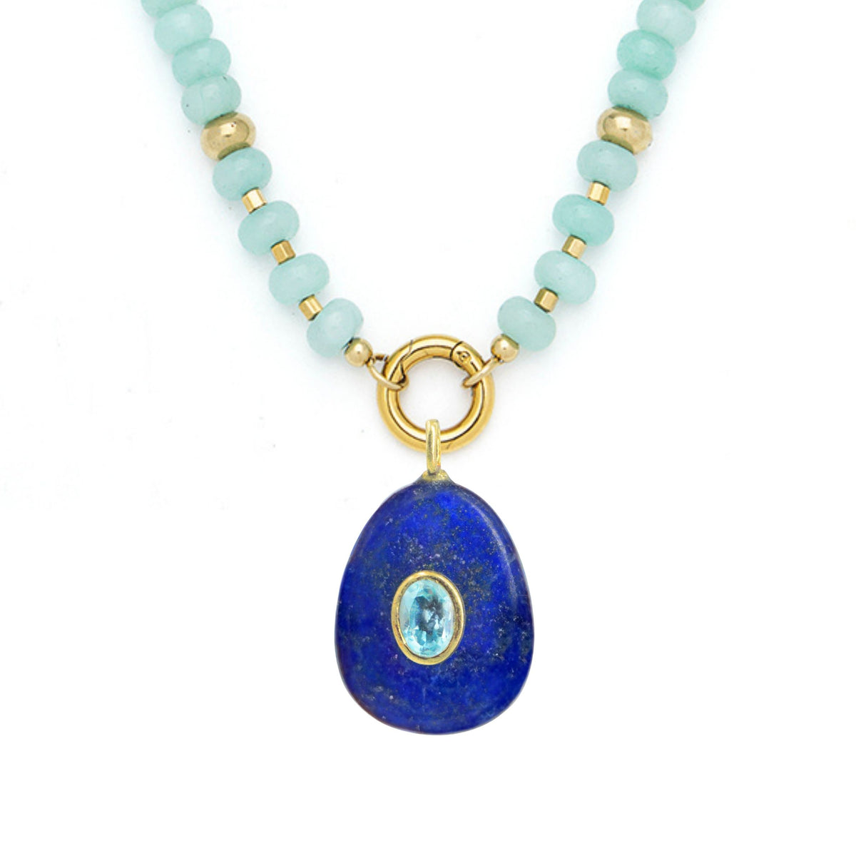 Blue Lapis Pendant and Raya Gemstone Necklace