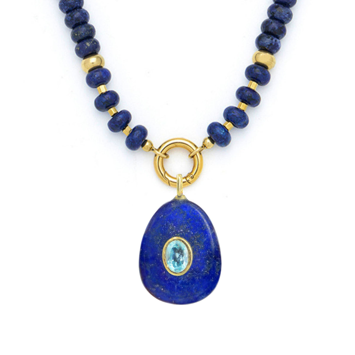 Blue Lapis Pendant and Raya Gemstone Necklace