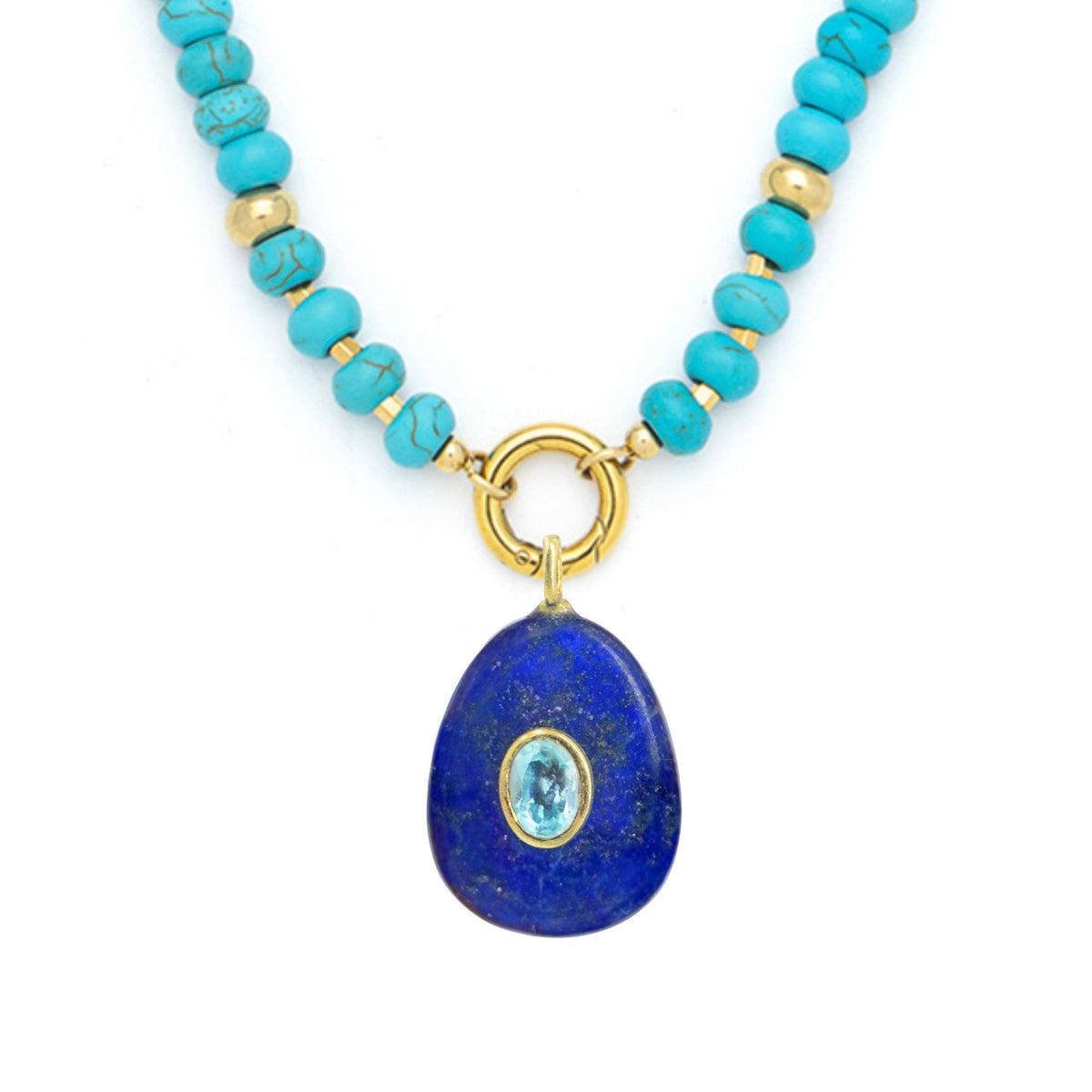Blue Lapis Pendant and Raya Gemstone Necklace