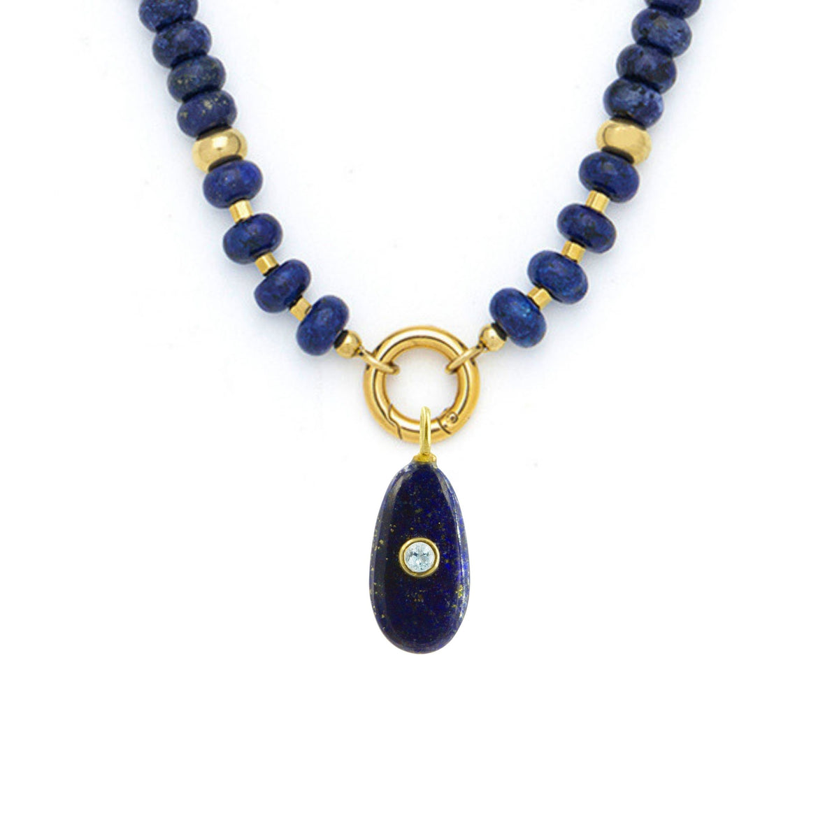Blue Lapis Pendant and Raya Gemstone Necklace Mini Pear Lapis