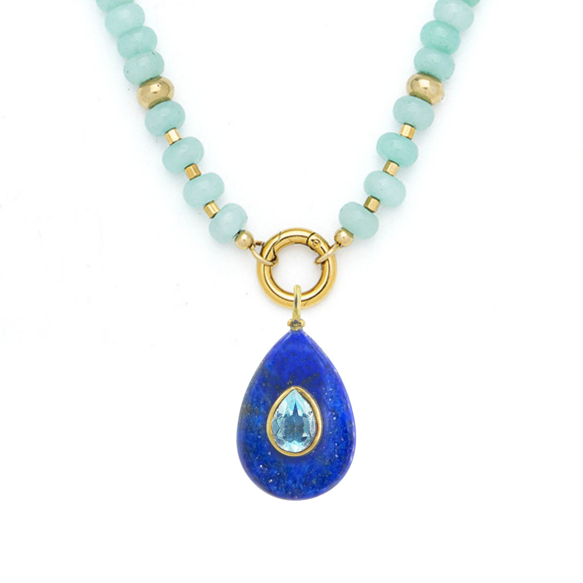 Blue Lapis Pendant and Raya Gemstone Necklace