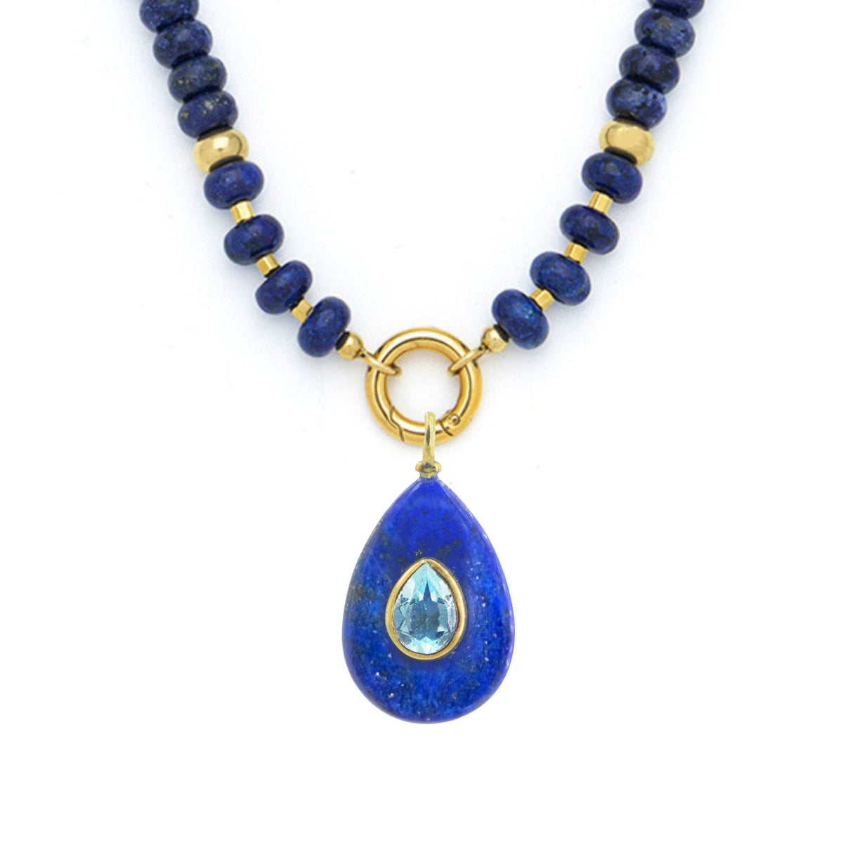 Blue Lapis Pendant and Raya Gemstone Necklace