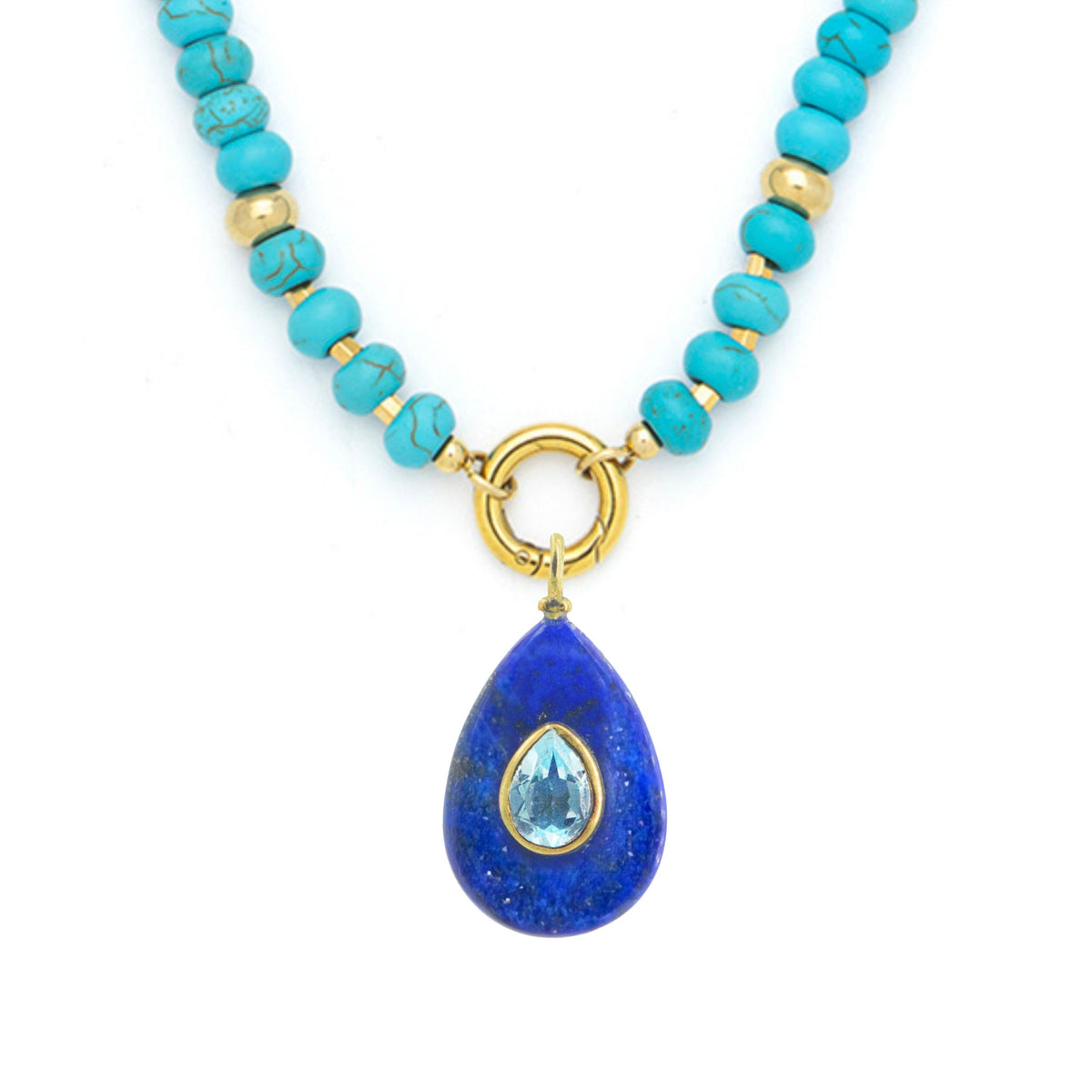 Blue Lapis Pendant and Raya Gemstone Necklace