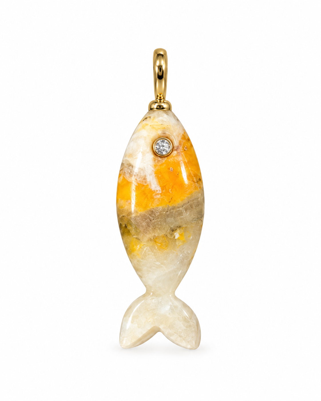 Mini Fish Gemstone Pendant With Topaz