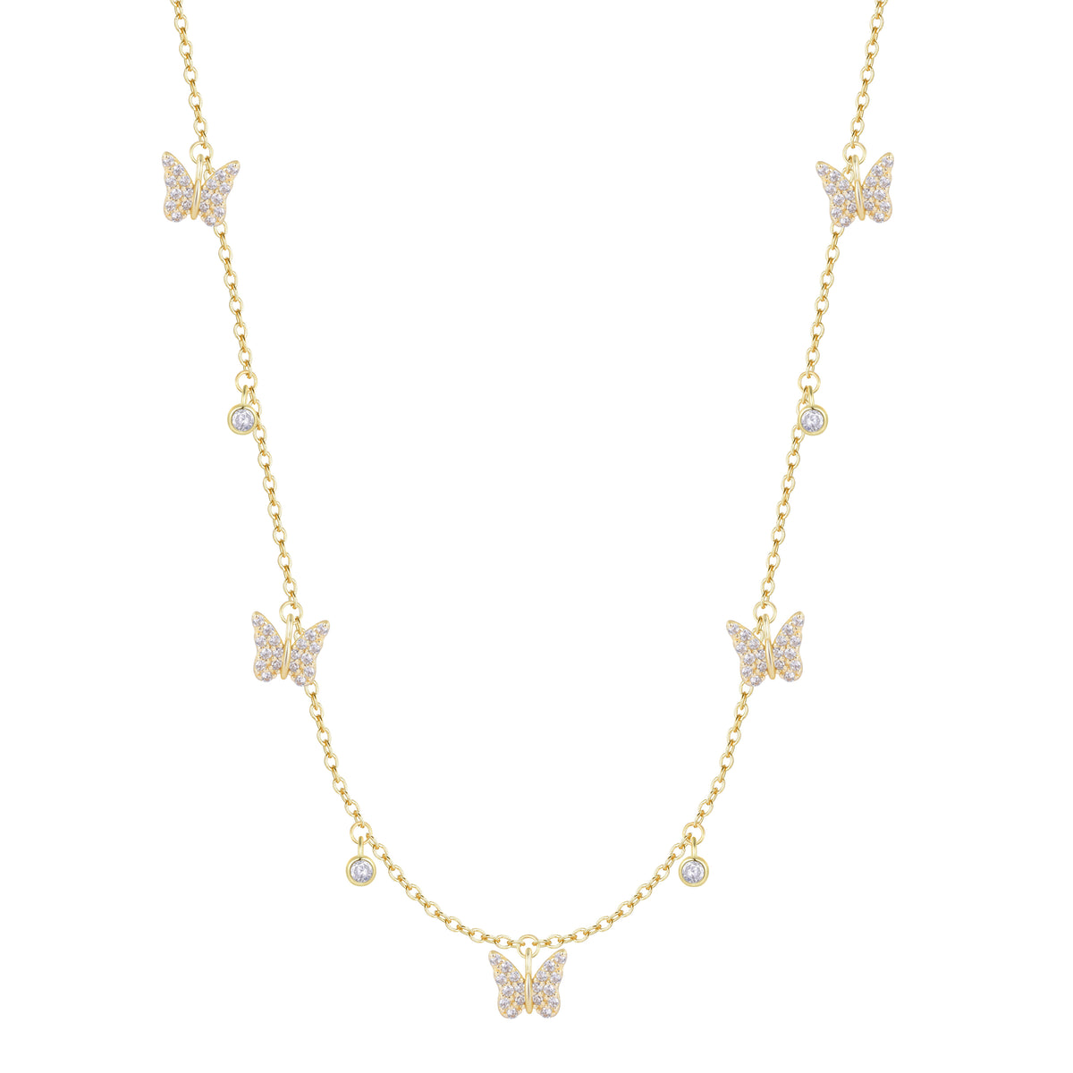 Butterfly In Flight CZ Charm Choker Necklace