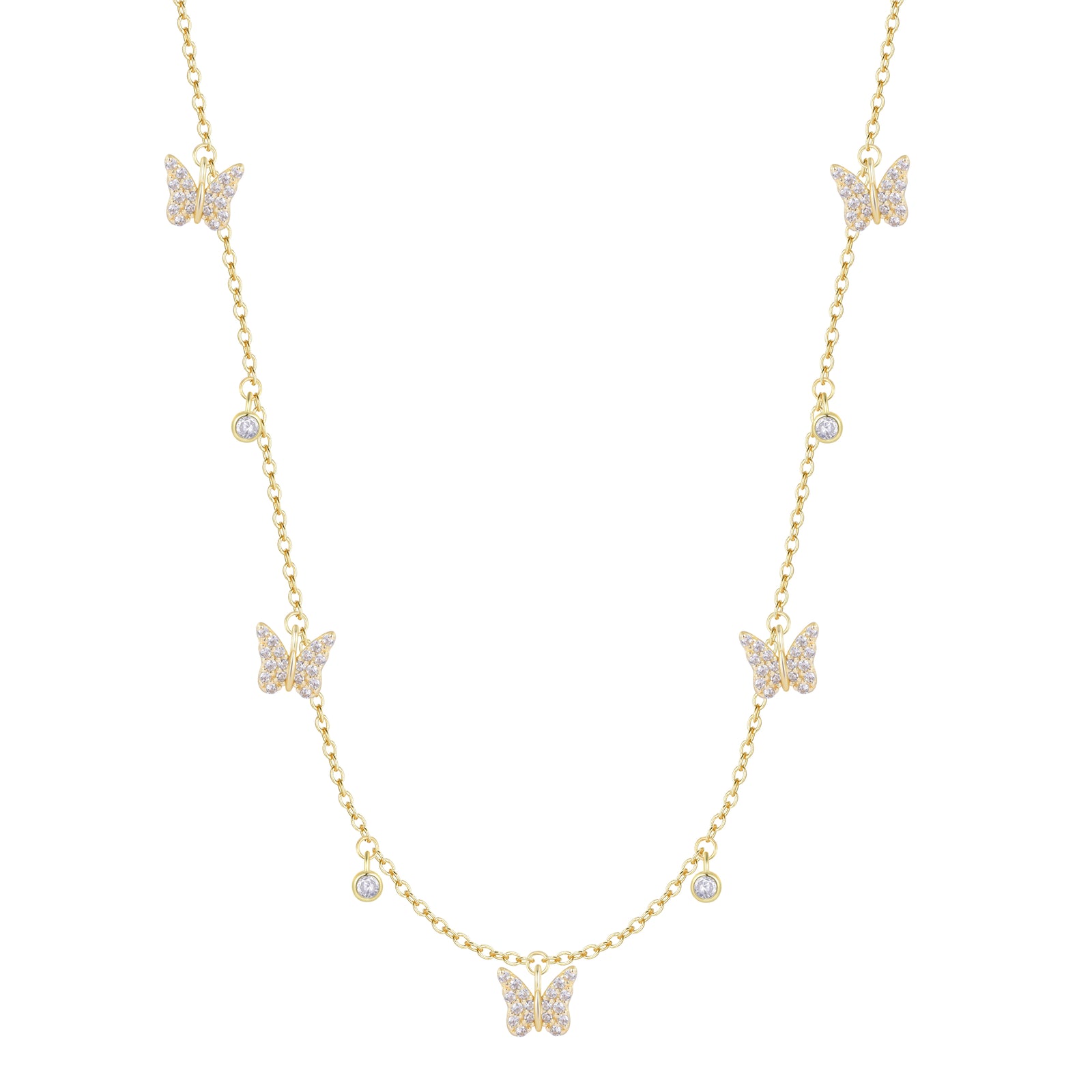 Butterfly In Flight CZ Charm Choker Necklace