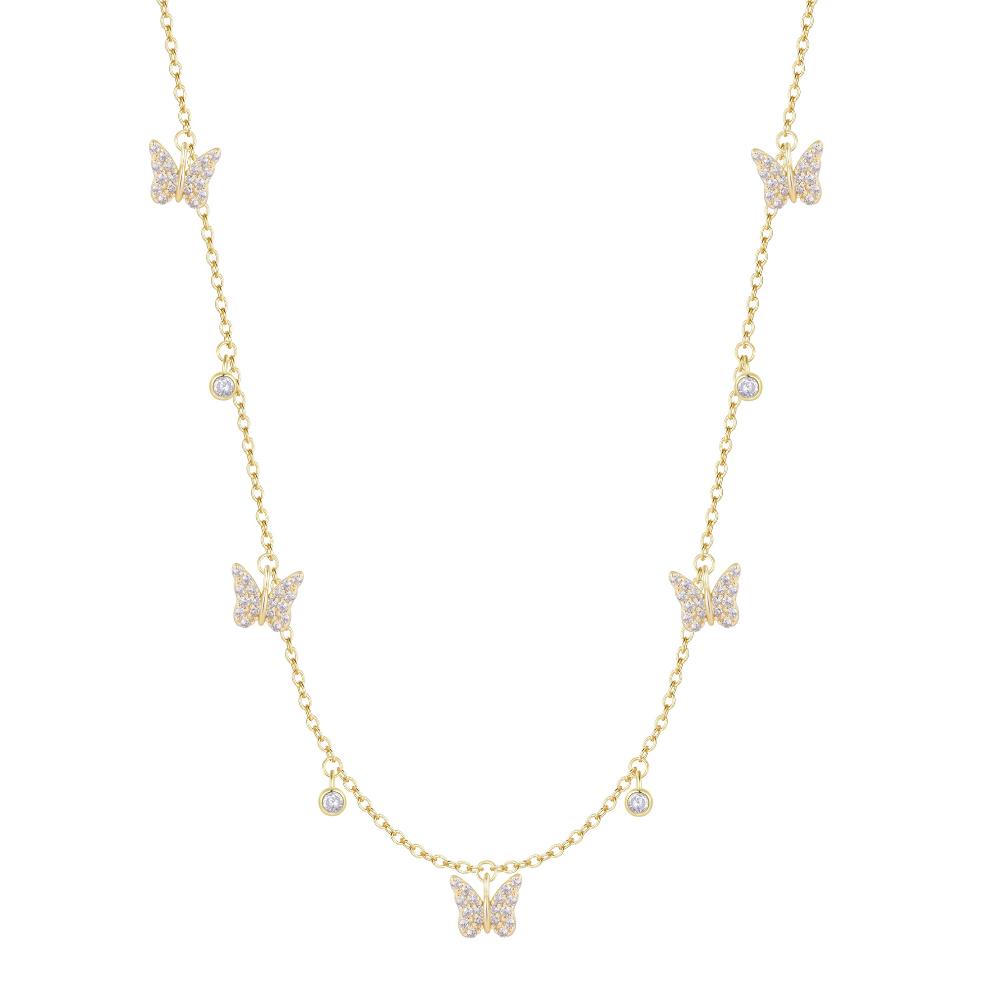 Butterfly In Flight CZ Charm Choker Necklace