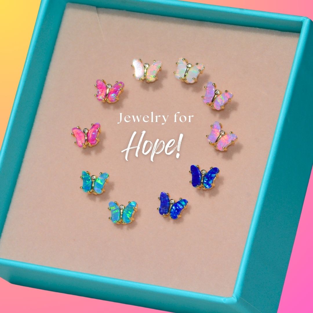 opal butterfly stud earrings jewelry for hope